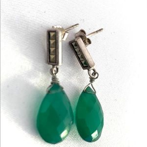 Green onyx Hematite Earrings
